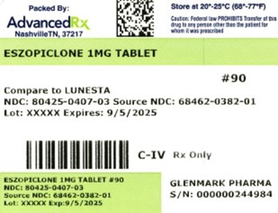 Eszopiclone 1mg #90 (Eszopiclone 1mg 80425 0407 03)